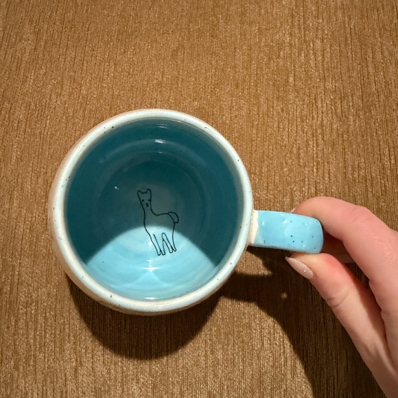 Cute Llama Patterned Mug with Blue Handle - Picture 2 of 4